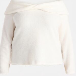 Terra & Sky Off-The-Shoulder Cream Knit Sweater